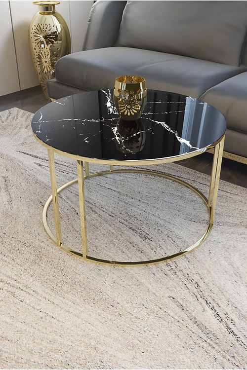 Galloy Handicrafts Town Black & Gold Coffee Table