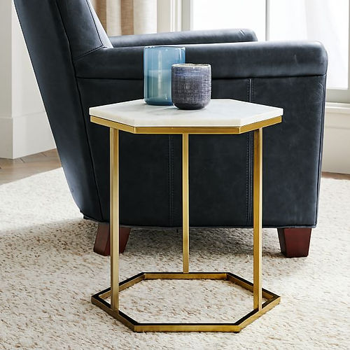 Galloy Hexagon Marble Accent Table