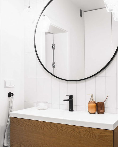 Galloy 30" Black Round Mirror