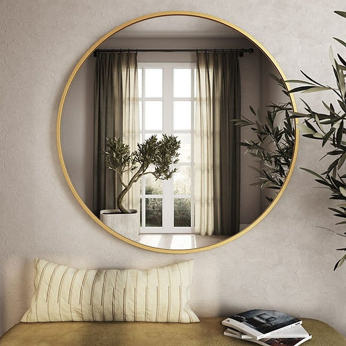 Galloy 33" Gold Round Mirror