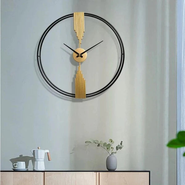 Black & Gold Double Ring Designer Wall Clock