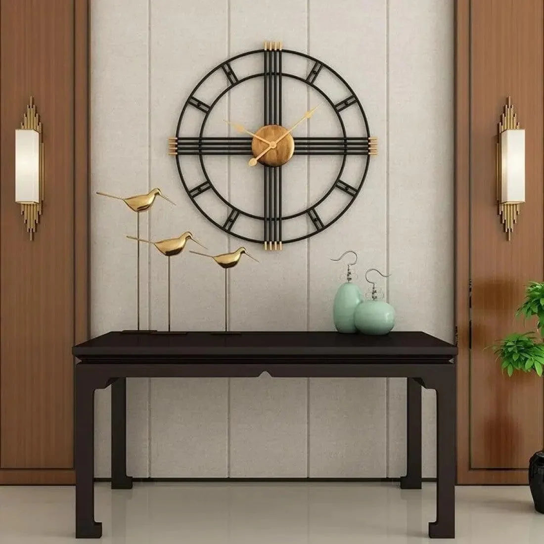 Black & Gold Piped Wall Clock