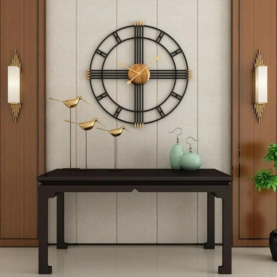 Black & Gold Piped Wall Clock