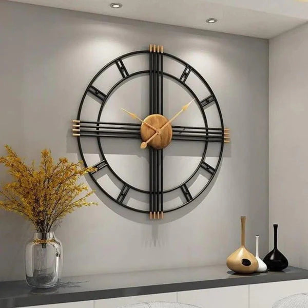 Black & Gold Piped Wall Clock