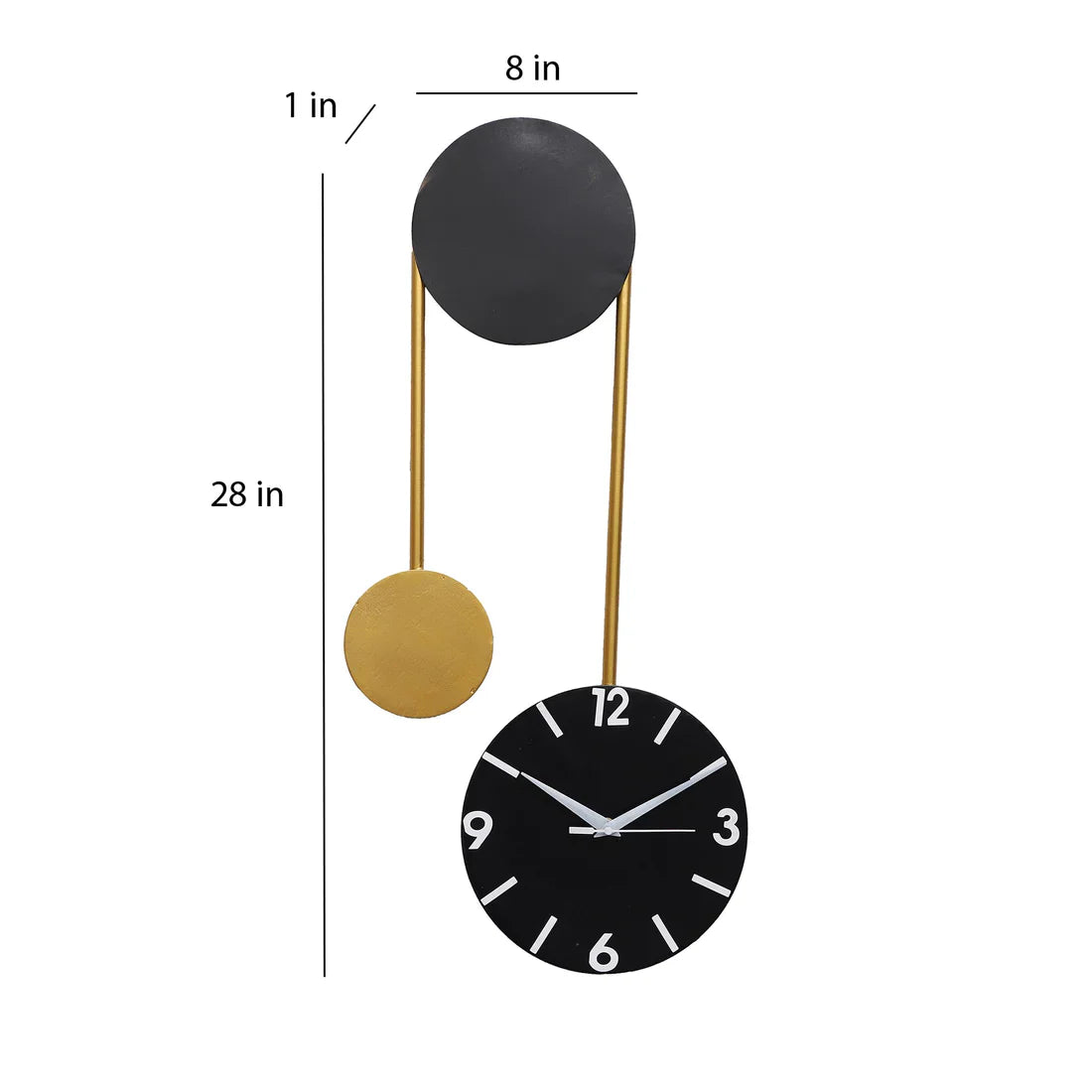Black & Gold Hanging Dial Wall Clock