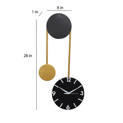 Black & Gold Hanging Dial Wall Clock