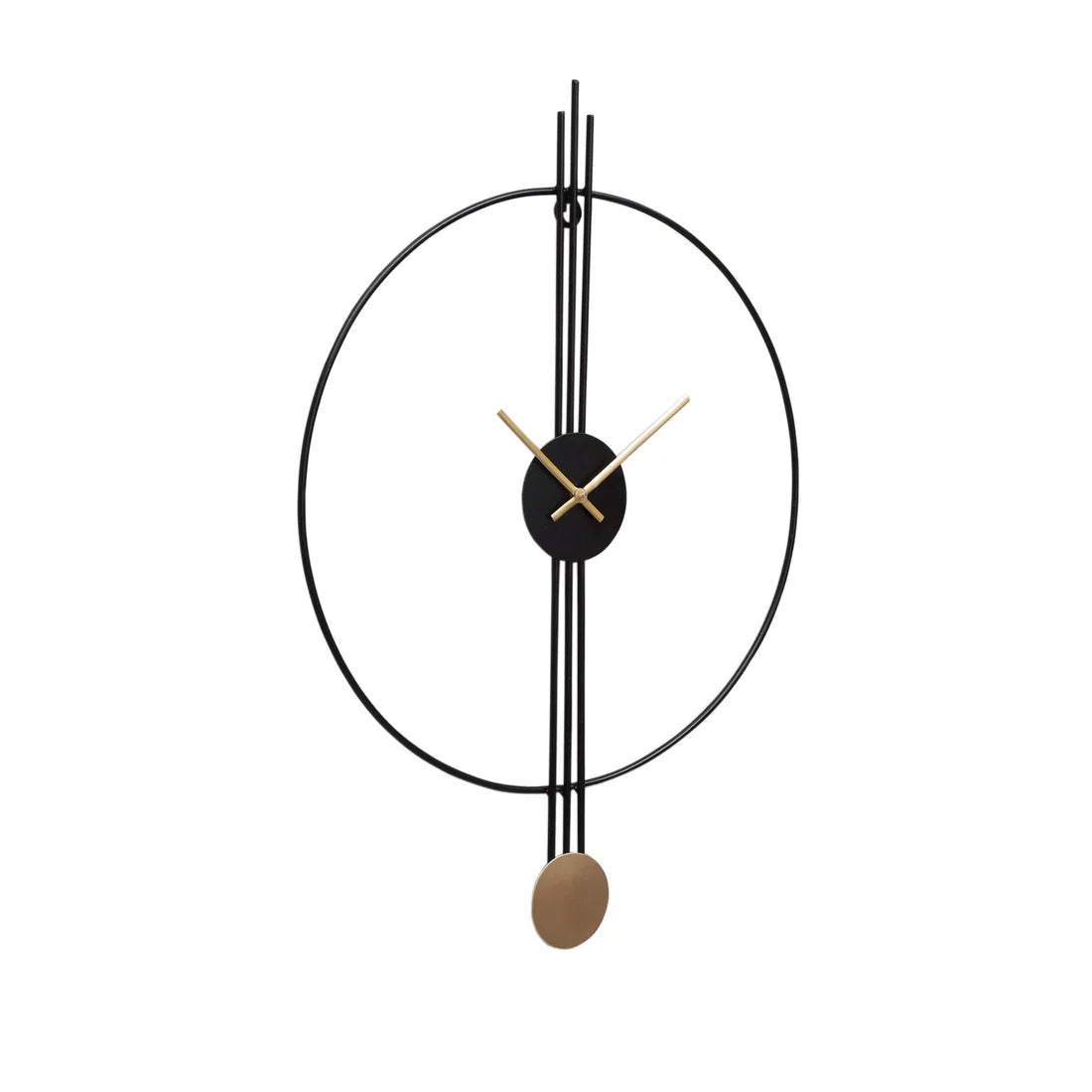 Black & Gold Designer Stripes Wall Clock