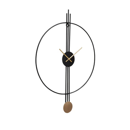 Black & Gold Designer Stripes Wall Clock