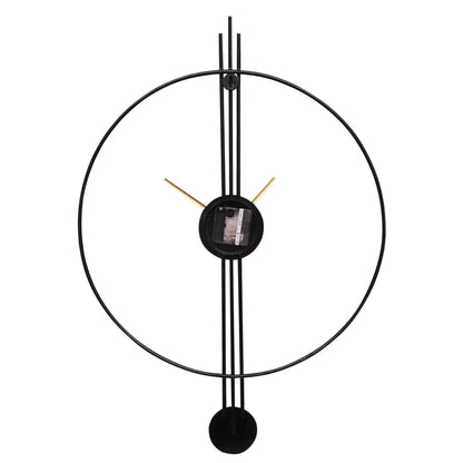 Black & Gold Designer Stripes Wall Clock