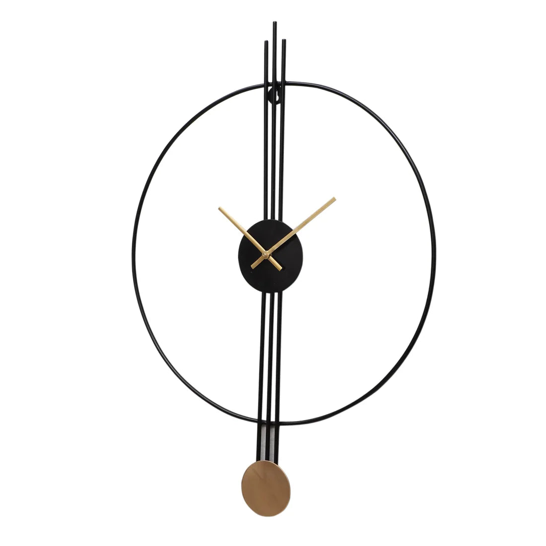 Black & Gold Designer Stripes Wall Clock
