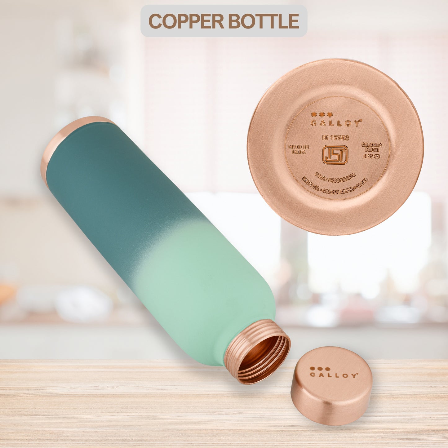 Galloy Copper Bottle – Teal Gradient