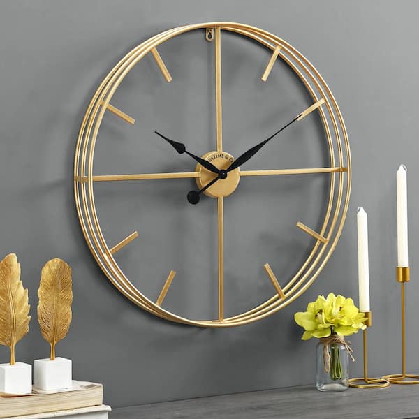 Golden Triple Ring Wall Clock