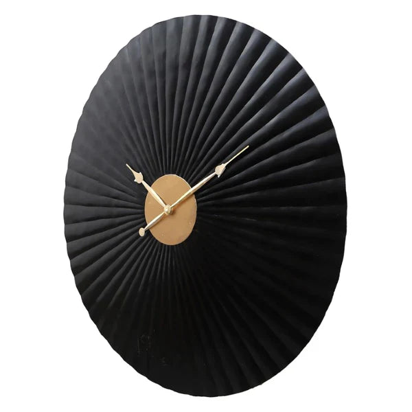 Pleated Black & Gold Designer Wall Clock