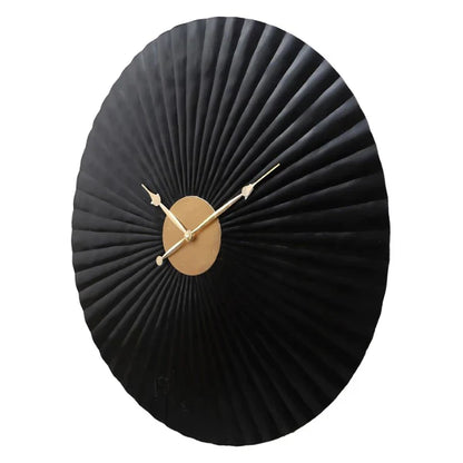Pleated Black & Gold Designer Wall Clock
