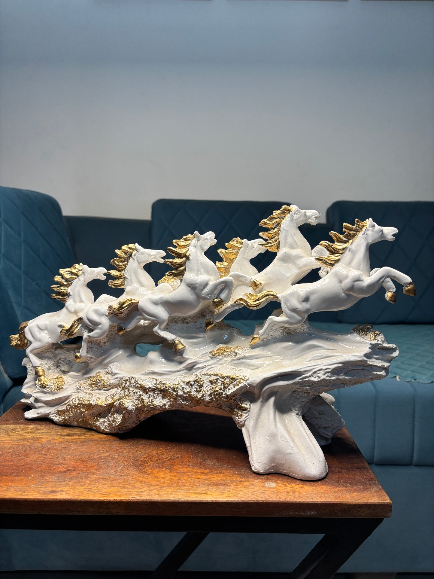 Royal Galloping Horses Showpiece – Luxury Home Decor Accent