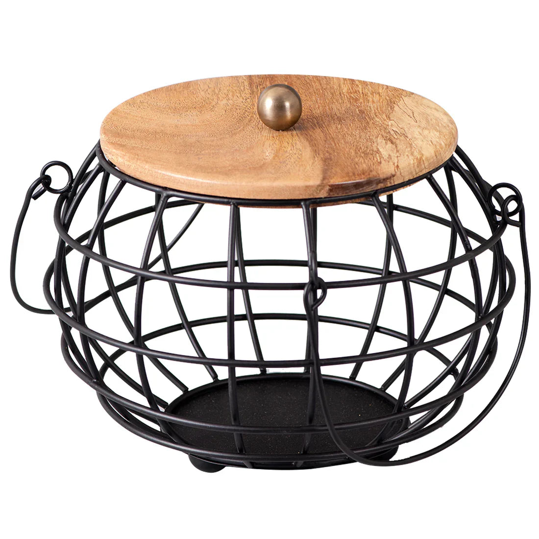 Wire Basket with Lid in Black Color