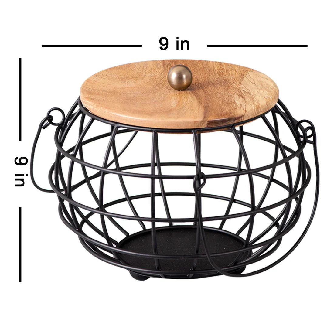 Wire Basket with Lid in Black Color