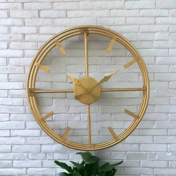 Golden Triple Ring Wall Clock