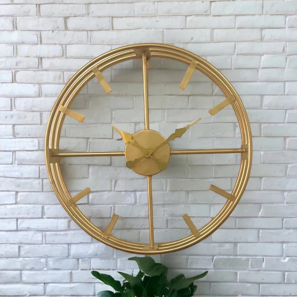 Golden Triple Ring Wall Clock