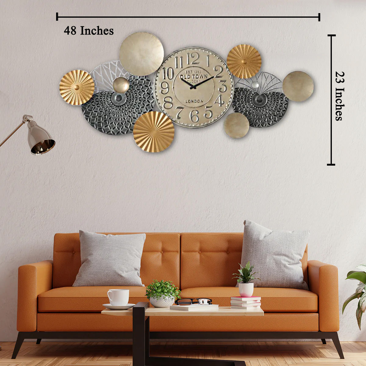 Zeus Decorative Wall Clock and Metal Wall Art Panel