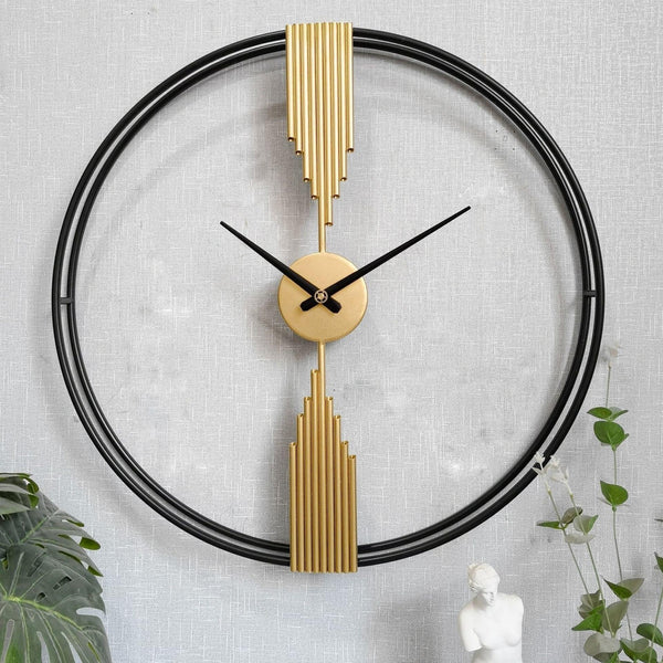 Black & Gold Double Ring Designer Wall Clock