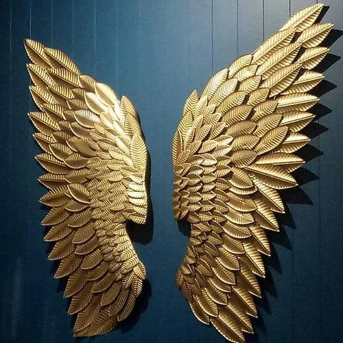 Galloy Metallic golden wings wall accent (18 x 40 Inches )