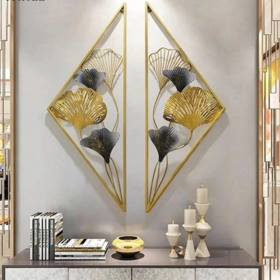 Galloy Special Split Diamond with Leaves Wall Art (12 x 30 Inches Each)
