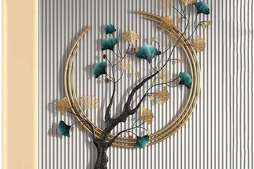 Galloy Metallic tree embracing moon wall hanging (48 x 28 Inches)