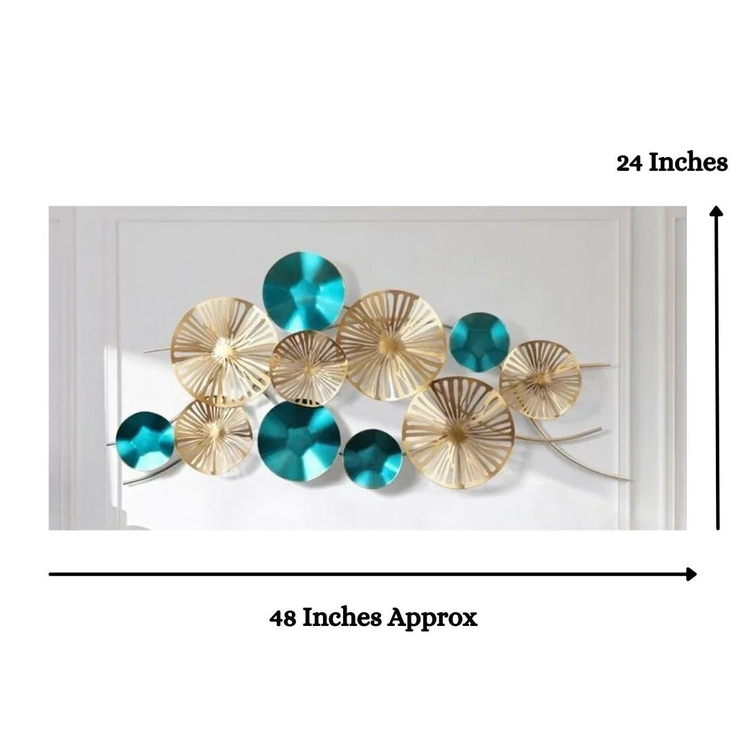 Galloy Special Sparkling Golden Blue Abstract Wall Art (48 x 24 Inches)