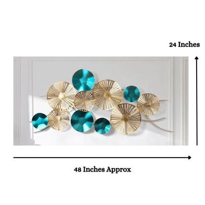 Galloy Special Sparkling Golden Blue Abstract Wall Art (48 x 24 Inches)