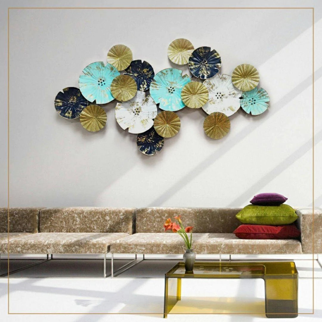 Galloy Wall Art Multicolor 17 Plates Abstract wall art (50 x 27 Inches)