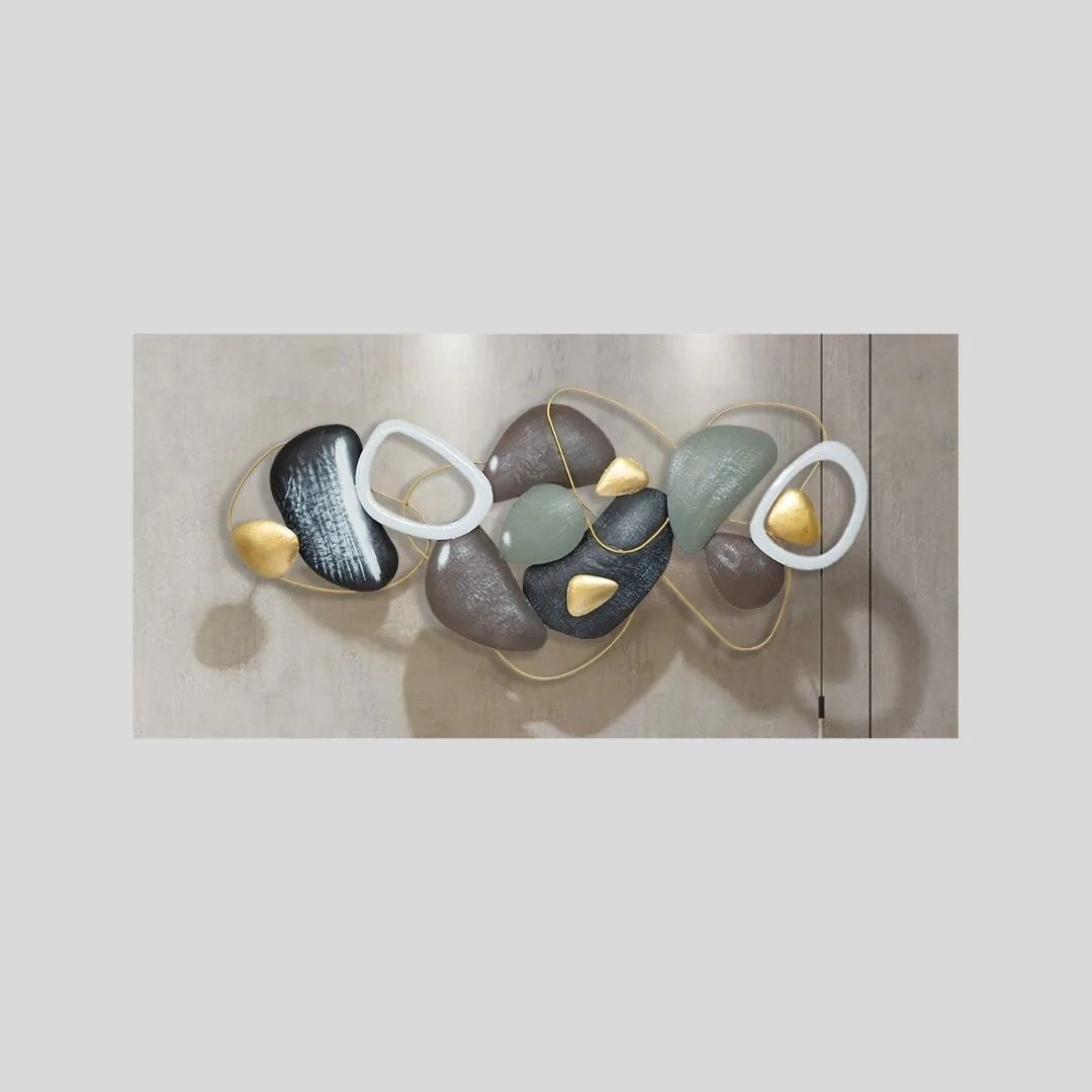 Galloy Multicolor Pile of Stones Metal wall Art (48 x 24 Inches)