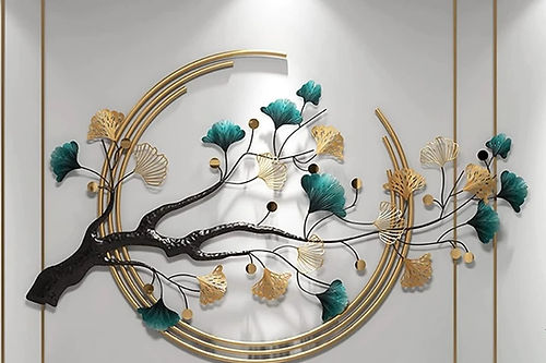 Galloy Metallic tree embracing moon wall hanging (48 x 28 Inches)