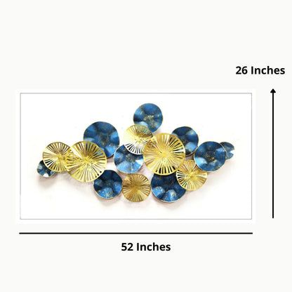 Galloy Iron decor for walls with Gold and Blue (52 x 26 Inches) For Wall