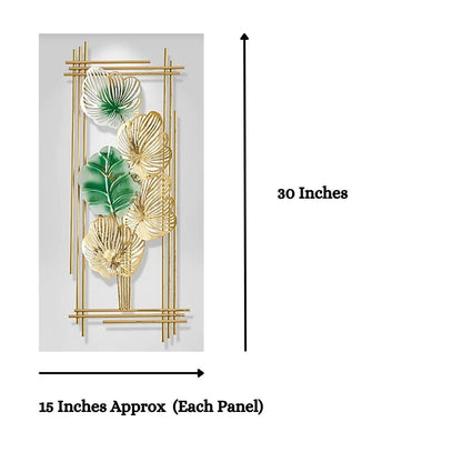 Galloy The Metallic Framed Gold and green plant wall art (15 x 30 Inches each)