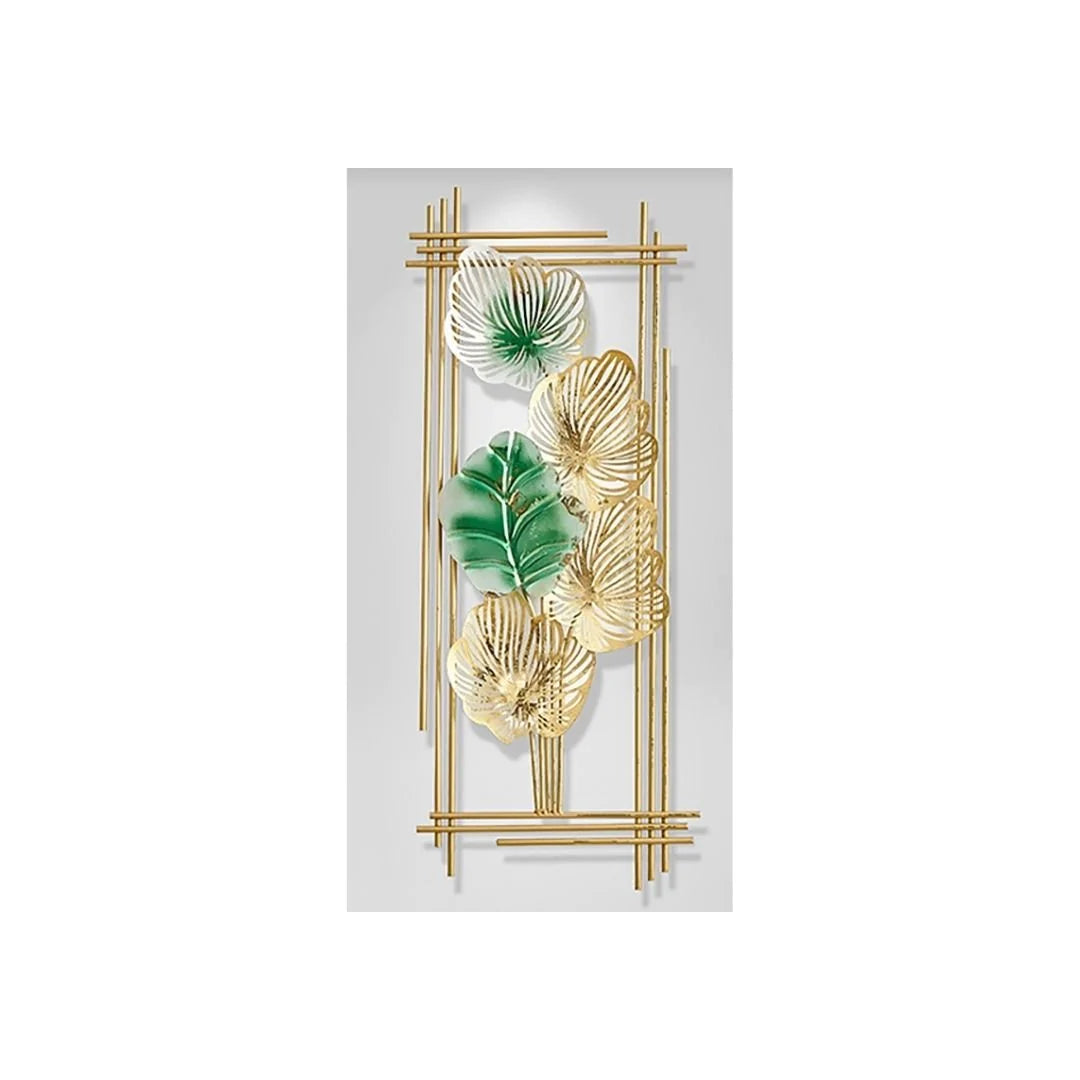 Galloy The Metallic Framed Gold and green plant wall art (15 x 30 Inches each)