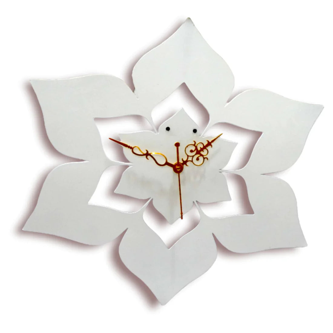White Flower Designer Wall Clock