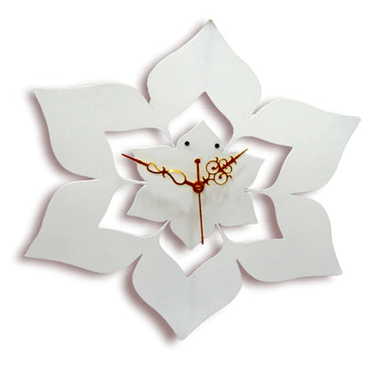 White Flower Designer Wall Clock