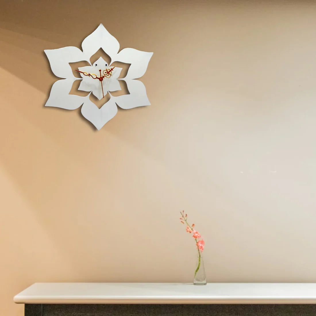 White Flower Designer Wall Clock