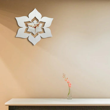 White Flower Designer Wall Clock