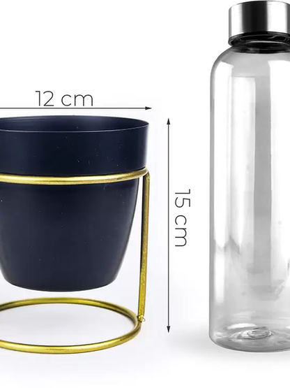 Galloy Black oval metal desk planter with stand(WITHOUT PLANT) Plant Container