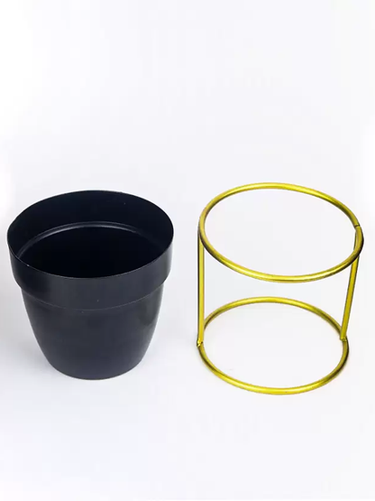 Galloy Black oval metal desk planter with stand(WITHOUT PLANT) Plant Container