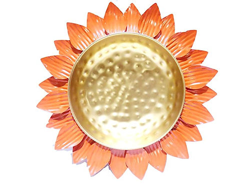 Galloy Decorative Round Lotus Shape Metal Urli Pot Floating Candle Flower