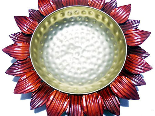Galloy Decorative Round Lotus Shape Metal Urli Candle Flower for Diwali