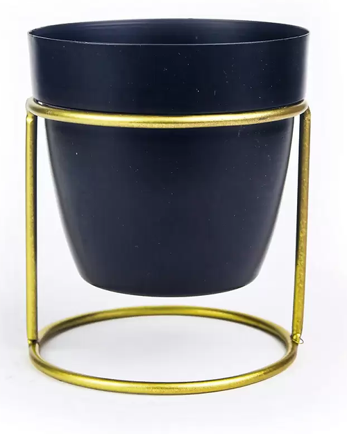 Galloy Black oval metal desk planter with stand(WITHOUT PLANT) Plant Container