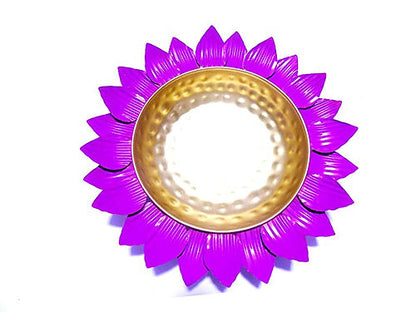 Galloy Decorative Round Lotus Shape Metal Urli Pot Floating Candle Flower