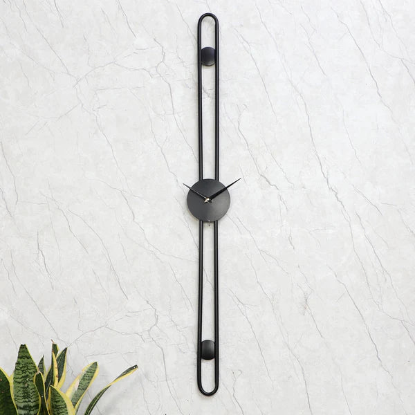 Minimal Long Hollow Black Wall Clock