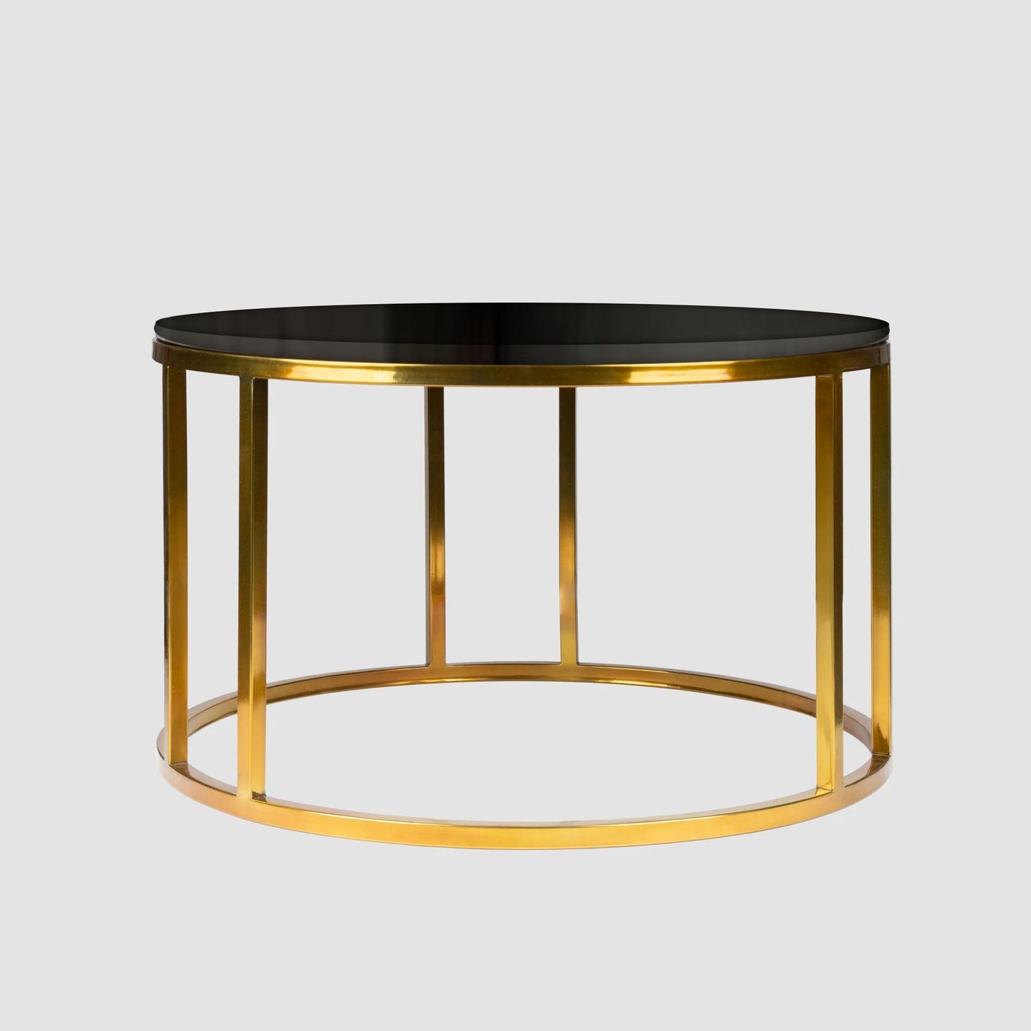Modern Faux Marble Black Matte Finish Metal Centre Table