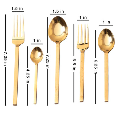 Cutlery Set for Dining Table Stylish Spoon Fork and Knife Set Dinner Cutlery Set of 5 Gold