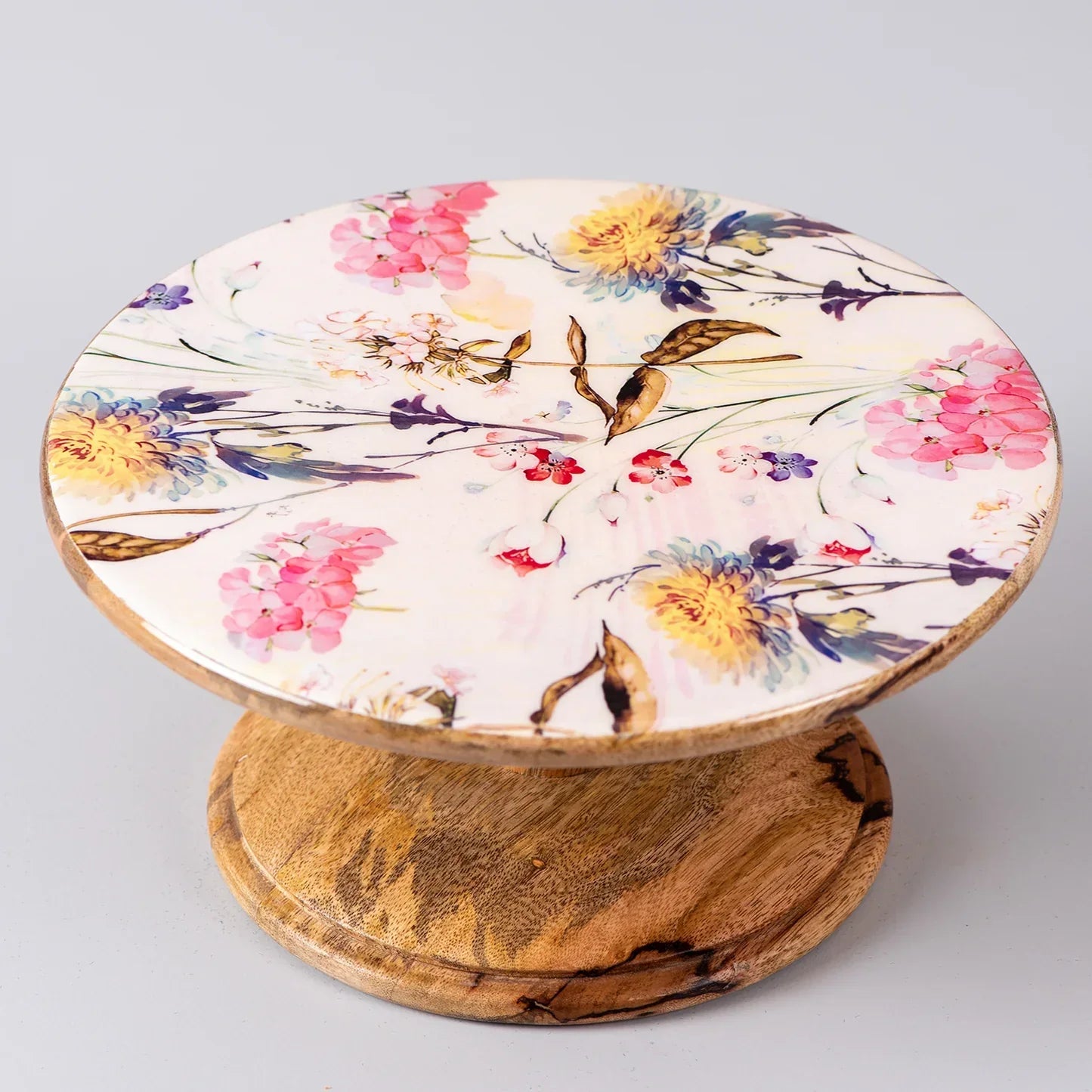 Mango Wood Cake Stand - Pink